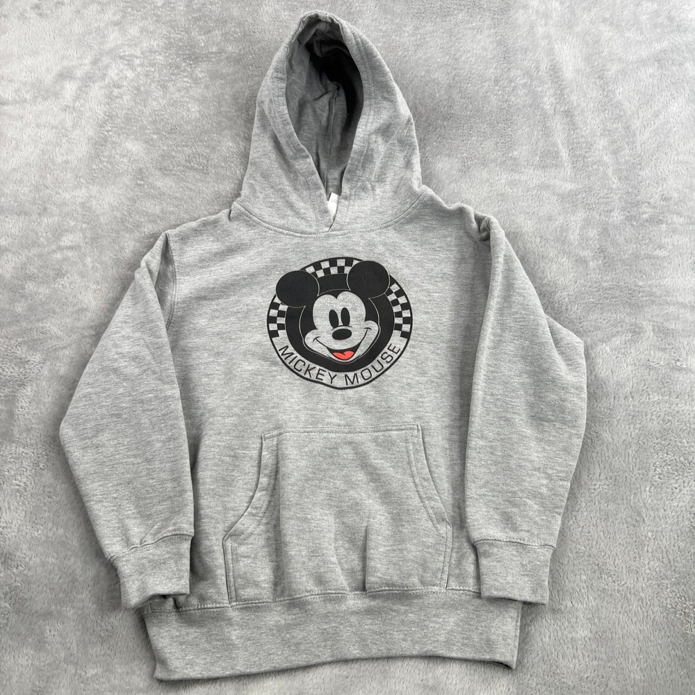 Zuni Mickey Mouse Graphic Hoodie YM Gray Kids Disney Checkerboard Pullover